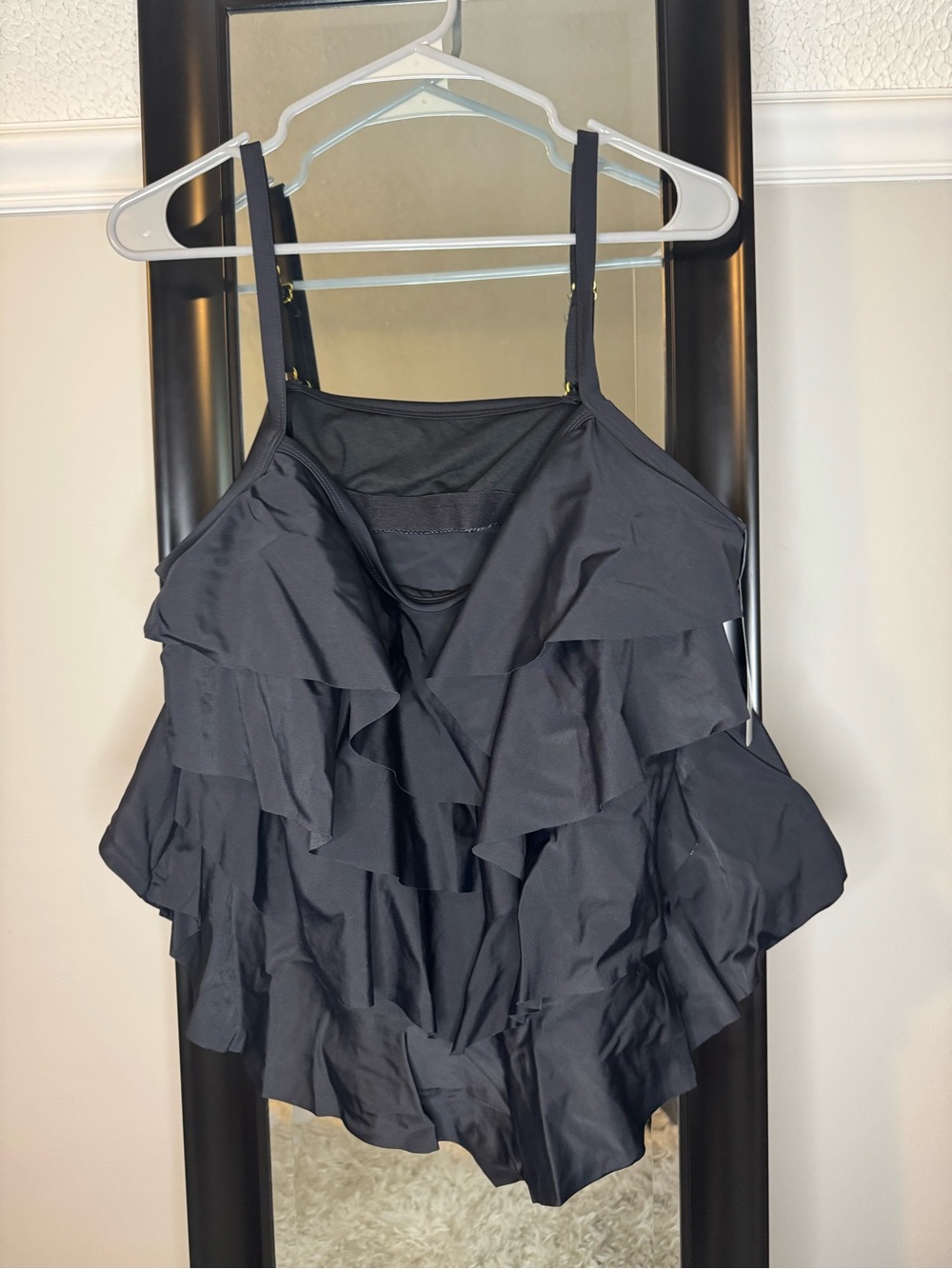 Women’s Black Ruffle Layered Swim Top and Bottom 2X